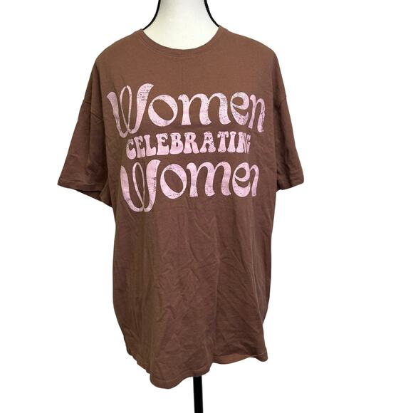 Grayson Threads Women Celebrating Women Graphic T-Shirt Brown Pink Size L - Picture 1 of 6